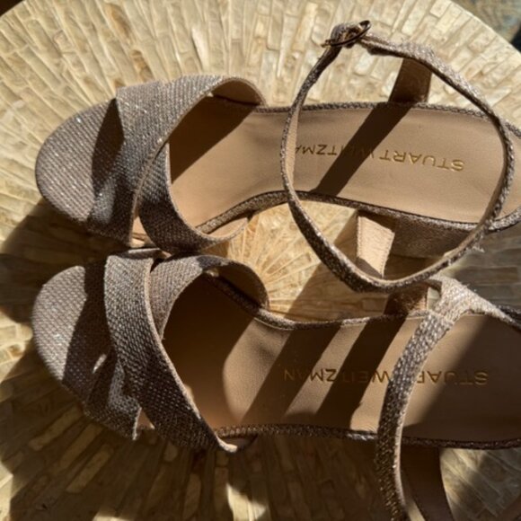 Stuart Weitzman Dayna Metallic Crisscross Platform Sandals - Picture 5 of 7